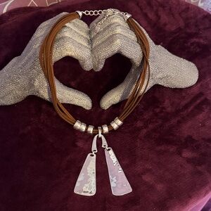 Alm SoHo Brown leather and Silver Necklace. NWOT